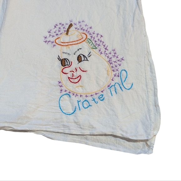 Vintage Embroidered Kitchen Dish Tea Towels Handmade Fruits Quirky 21x37" - Picture 4 of 8